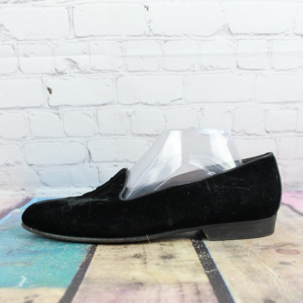Cole Haan Black Velvet Smoking Slip on Flats Shoes Size 8.5 M - Picture 1 of 9